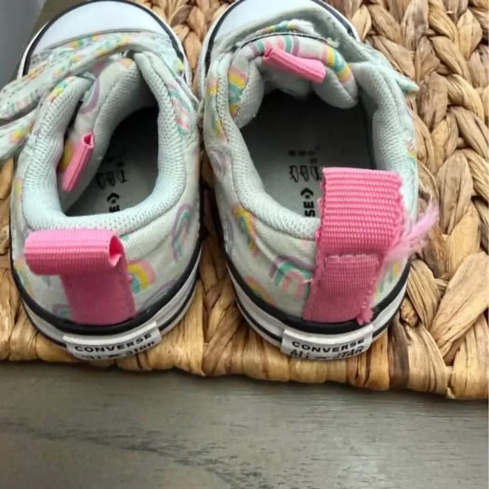 Size 6 Toddler teal and pink converse